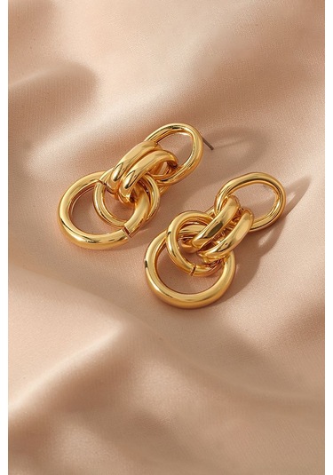 Chavin Gold Bijuteri Retro Tarz Bayan Halka Küpe Ev20sr Gold