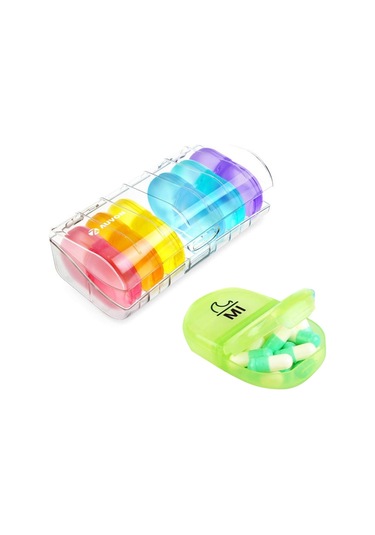 Sones Hafta 14 Izgaralar Gökkuşağı Taşınabilir Plastik Bölmeli İlaç Kutusu Gösterildiği Gibi