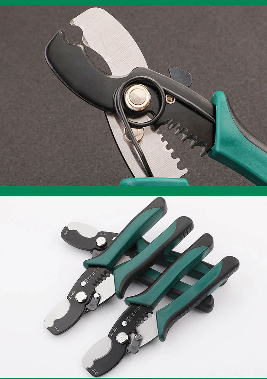 Youtek Elektrikçi İçin Çok İşlevli Tel Soyucu Ve Kesici - Yeşil + Siyah, 1.29-3.26mm Aralığı, 65 Mangan Çeliği