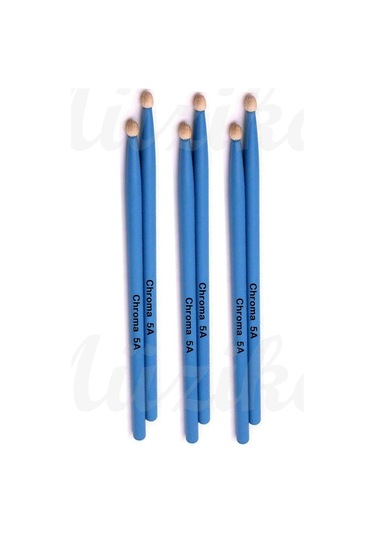 Chroma Baget Mavi 3 Çift - Davul - Bateri Bageti Drumsticks 5a Pürüzsüz Yüzey