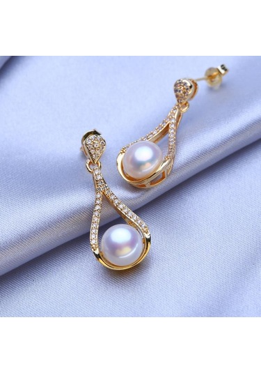 Beyaz Lsooyh Doğal Tatlı Su İncisi Kolye Kübik Zirkonya Çiçek Küpe Kadınlar İçin İnci Takı Setleri Beyaz