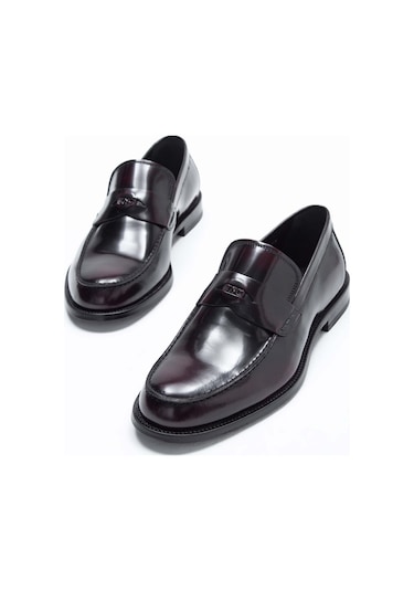 Tamer Tanca Erkek Hakiki Deri Bordo Makosen Ayakkabı 183 11611 Erk Ayk Y23 Bordo