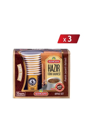 Altın Cezve Hazır Türk Kahvesi Ofis Seti Orta Şekerli 3'lü 10 x 9 G