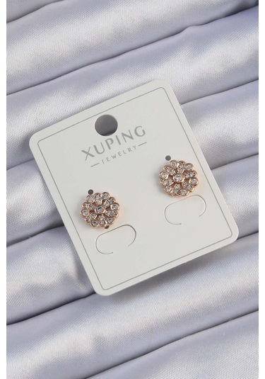 Bluefeet Xuping Rose Renk Zirkon Taş Kaplama Oval Küpe