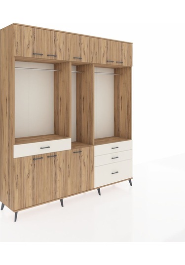 Hyperion Dolap 8 Raflı 4 Çekmeceli 3 Askılı 220x44x243 Çam-çam/aytaşı Atlas Çam/aytası