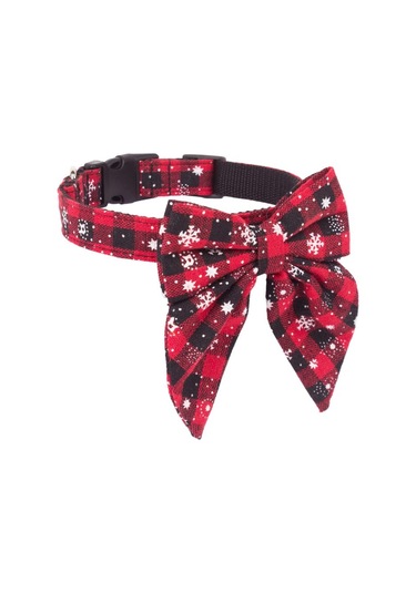 Leezsingfiyonklu Noel Köpek Tasması, Ayarlanabilir Pamuklu Kırmızı Kareli Papyon Büyük Köpekler İçin Noel Köpek Tasmaları Evcil Hayvanlar-9