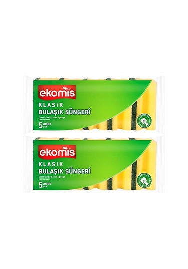 Ekomis Klasik Yeşil Sünger Oluklu 5 Li 2 Paket
