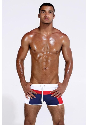 Angelsin Çok Renkli Likralı Erkek Deniz Şortu Çok Renkli