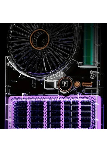 Ximistore9 2025 Yeni Model F05s Siyah Dış Mekan Kamp Makyrosu + Soğutucu Fan 2'li Fonksiyonlu Usb-c Şarjlı 5 Hızlı İç/dış Kullanım Uygun