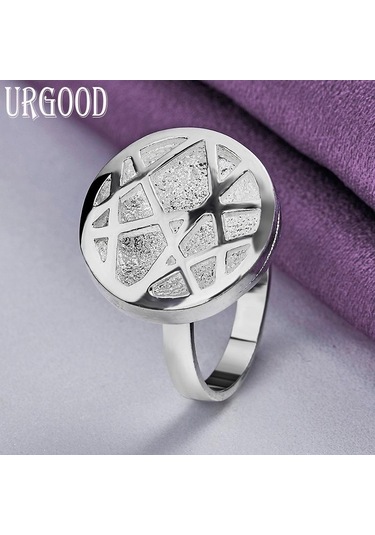 925 Ayar Gümüş Desenli Yuvarlak Yüzük Güzel Hediye Takı 10