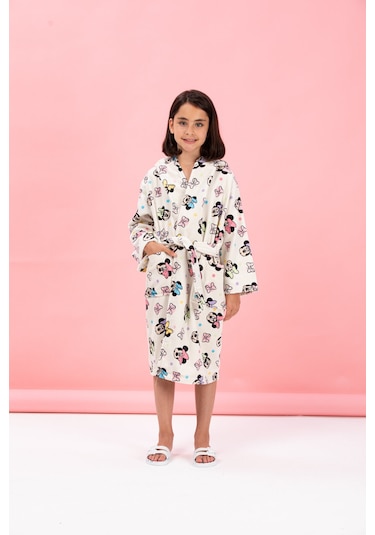 Özdilek Lisanslı Çocuk Bornozu 9/10 Yaş-minnie Mouse Colors Krem Krem