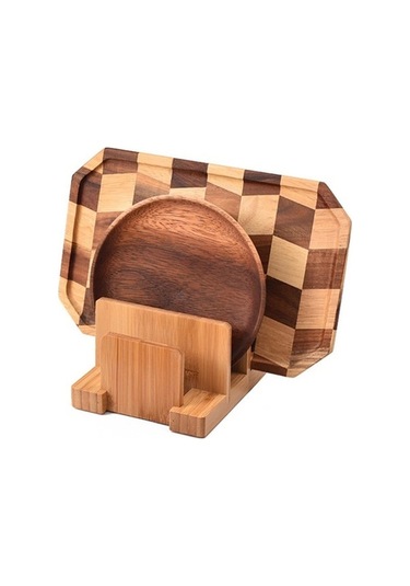 Tongxida Suntek Bambu Kesme Tahtası Rafı, Kap Tava Kapakları Ve Plakalar, Koyu Kahverengi Kahverengi