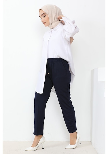 Zülal Beli Lastikli Cepli Pantolon 651 - Lacivert