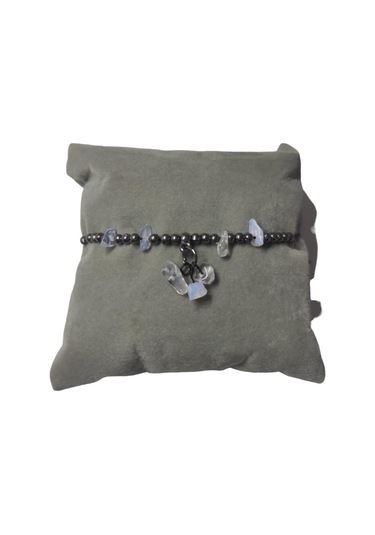 Ay Taşı Halhal Doğal Taş Bileklik Hal Hal Ayarlanabilir İpli Moon Stone Kristalize Kırık Taş Şifalı Halhal Bileklik Şeffaf