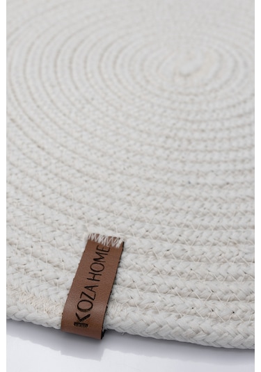 Koza Home Cesta Amerikan Servis El Yapımı Pamuklu Krem Jüt Örme Dekoratif D Krem