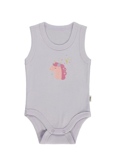 Civil Baby Unicorn Baskılı 0-3 Yaş Çıtçıtlı Badi - Lila