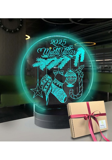 Yılbaşı Mutlu Yıllar 2025 3d Led Gece Lambası