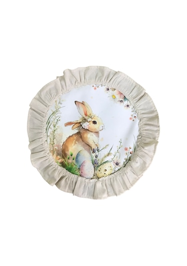 Keten, Bohem, Fırfırlı, Vintage, 4 Adet Yuvarlak Amerikan Servis