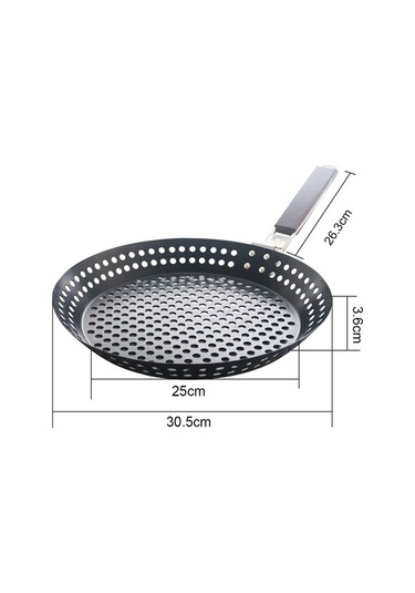 Pazly Yapışmaz Metal Katlanır Ahşap Saplı Izgara Tava H33818, Çok Renkli Çok Renkli