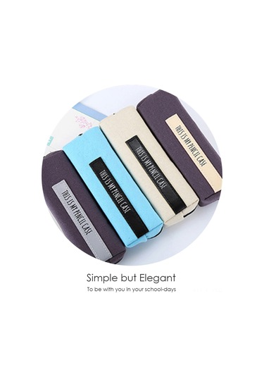 Aubyhe Kollej Öğrencileri İçin Kumaş Kalem Çantası - Dayanıklı Keten Bej Zemin Siyah Çizgili Basit Stili - Çalışma Odası Gereci Çok Renkli