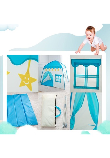 Padalink Mavi Çocuk Oyun Tavuğu - Dış Mekan/iç Mekan Kullanımı, Oxford Kumaş, 130x100x130 Cm, Prenses Ev Gibi Oyun Uzayı Mavi