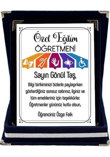 Özel Eğitim Öğretmenine Hediye Isim Baskılı Plaket