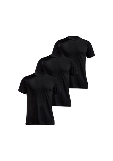 Josejuan 3'lü Erkek Atlet Sıfır Yaka Yarım Kollu Suprem %100 Pamuk 3304-3'lü Siyah