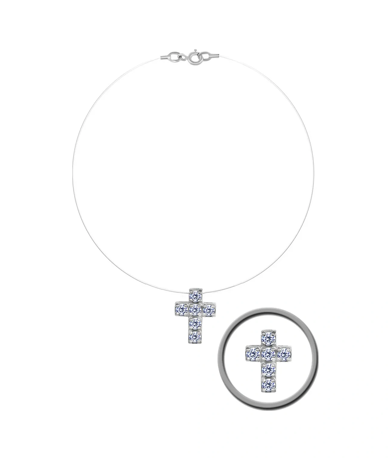 Zolotoj Merkurij Çekirdek Görünmez Kolye İnce İp Üzerinde Küçük Haç. 38811804 Gri