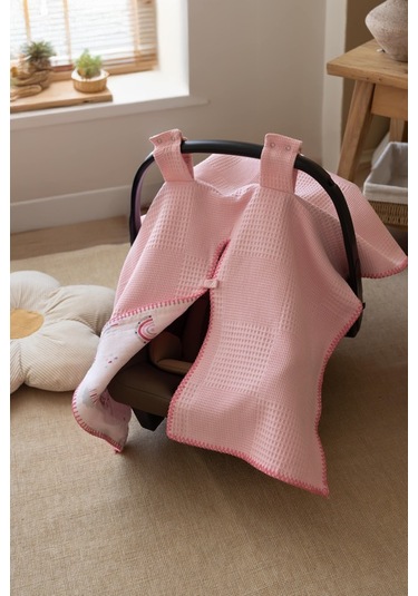 Lizayn Home Pamuklu Çift Taraflı Müslin Puset Örtüsü Açık Pembe