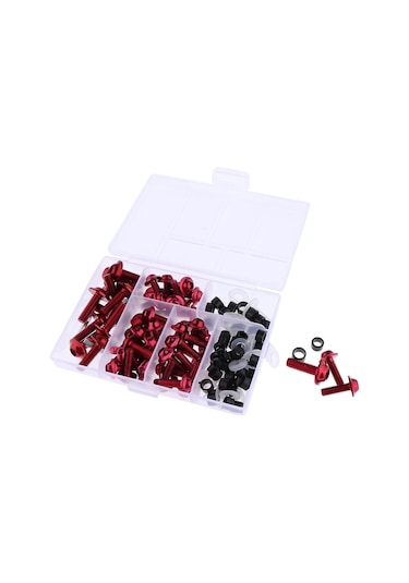 Suntek Motosiklet Komple Fairing Civata Takımı Raptiye Klipler Vidalar Kırmızı 158 Adet