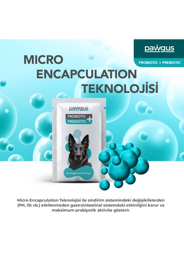 Pawgus Veteriner Serisi Köpekler Için Probiyotik Prebiyotik Sindirim Sistemi Düzenleyici 30 x 2 G