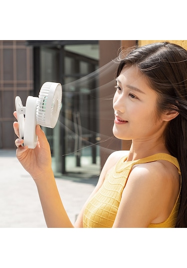 F21 Taşınabilir Mini Vantilatör 1200mah Şarj Edilebilir Usb Pilli Masaüstü Vantilatör Manyetik Taban Klipsli - Beyaz Beyaz