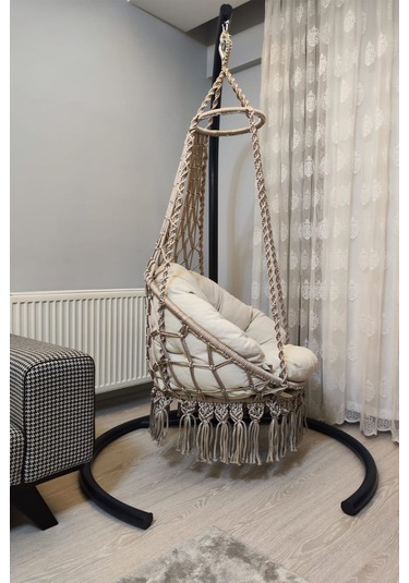 Tek Kişilik Makrome El Örgüsü Salıncak Bej Mis38002 Bej
