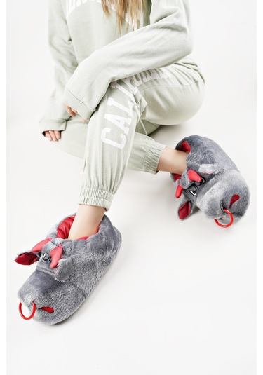 Devida Yumuşak Taban Sevimli Hayvan Panduf Gri Gri