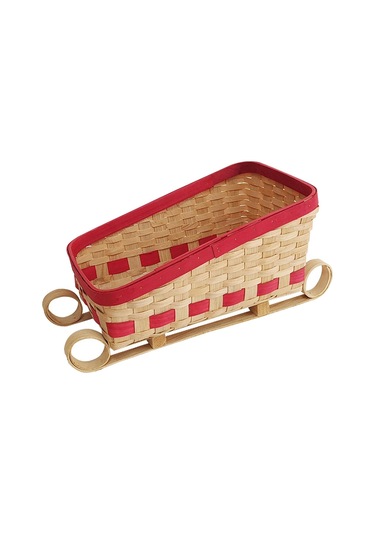 Noel Baba Kızak Atıştırmalık Konteyner Noel Dekorasyon Ekmek Sepeti Soruliyetçi Dokuma Sepet Atıştırmalık Meyve Dekorasyonu, 34x20x18cm Ahşap