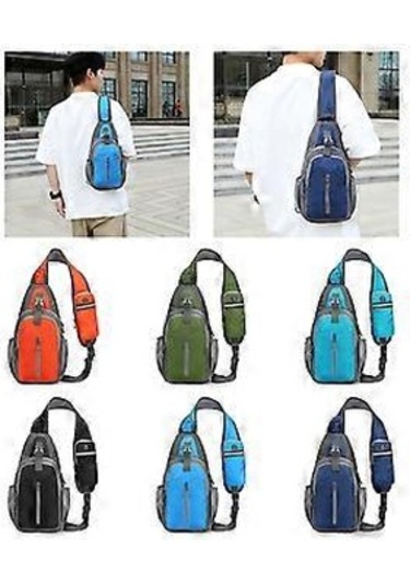 Erkek Göğüs Çantası Askılı Çanta Sırt Çantaları Naylon Çapraz Askılı Çanta Günlük Günlük Sırt Çantaları Açık Hava Omuz Sırt Çantaları Büyük Göğüs Cebi Gök Mavisi