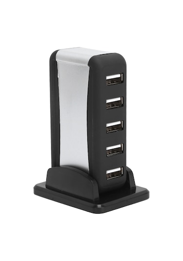 Yuntech01 7 Port Usb 2.0 Hub Dikey Tipi, 100-240v Geniş Voltaj, Hızlı Veri Transferi 480mbps , Akıllı Şarj, İngiliz Standartı, Aşırı Yük Koruması