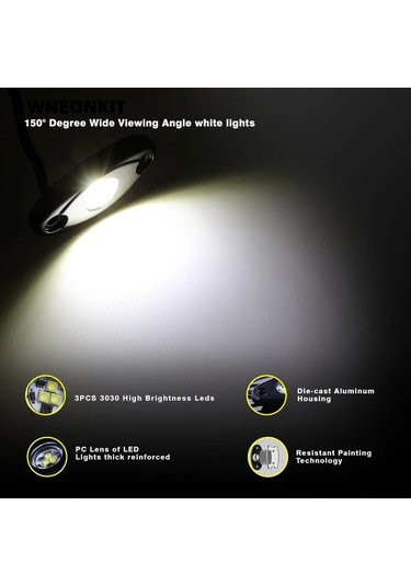 Dashanshop 4'lü Led Rock Işıklar Yeşil Araç Altı Aydınlatma Atv Utv Kamyot Tekne