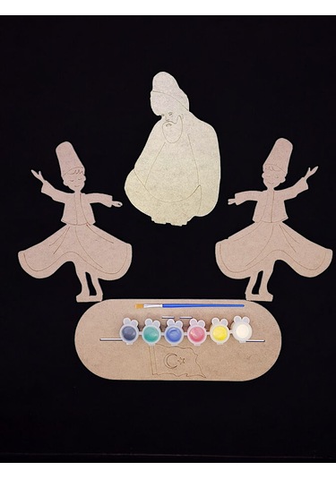 Türk Kahramanları Mevlana Ve Semazenler Büyük Boy Ahşap Hobi Boya