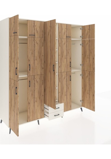 Kronos Dolap 10 Raflı 2 Çekmeceli 4 Askılı 220x59x243 Aytaşı-çam/aytaşı Atlas Çam/aytası