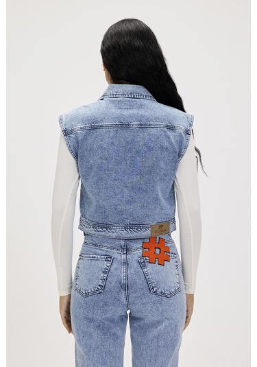 Joanne Blue Kadın Denim Yelek Mavi