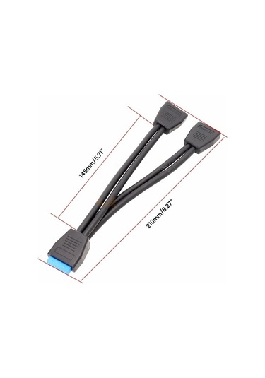 Flybuy 21cm Usb3.0 Anakart 19 Pin Bire İki Uzatma Kablo, Yüksek Hızlı Bağlantı, Dayanıklı