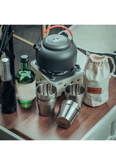 Pazly Yüksek Yığılabilir Taşınabilir Sıcaklık Dayanıklı Piknik Kupaları Paslanmaz Çelik Kamp Gümüş Gümüş