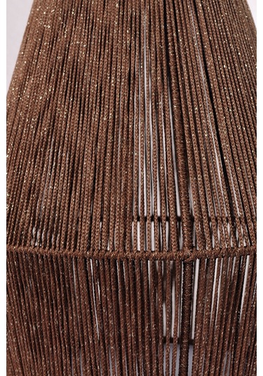 Buldan Bezi Başlıklı El Yapımı Simli Kahverengi Abajur Kahverengi