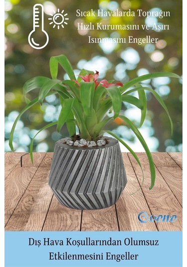 Saksı Çiçek Kaktüs Saksısı Lüx 13 Cm Mekanik Dişli Desen Saksı Çiçeklik - Gümüş Eskitme