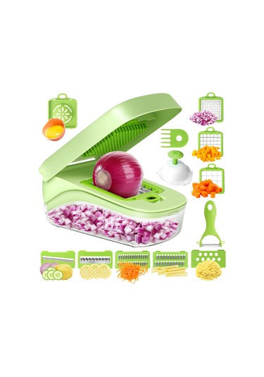 Kosona Mutfak Çok Amaçlı Sebze Kesme Aleti: Patates Dilimleyici, Ispanak Şeritleyici, Soğan Küçük Kesici 7 Parça Seti Diğer