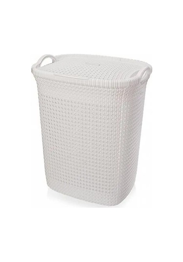 Elfplast 37 Litrelik Kapaklı Örgü Çamaşır Sepeti 143841660 Beyaz