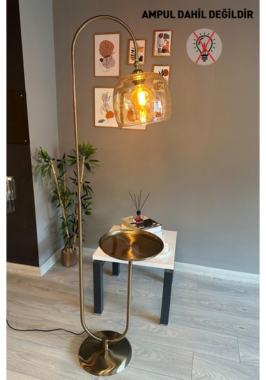 Dijon Bal Rengi Cam Lambader U Tepsili Modern Dekoratif Metal Oturma Odası Çalışma Odası Zemin Natural