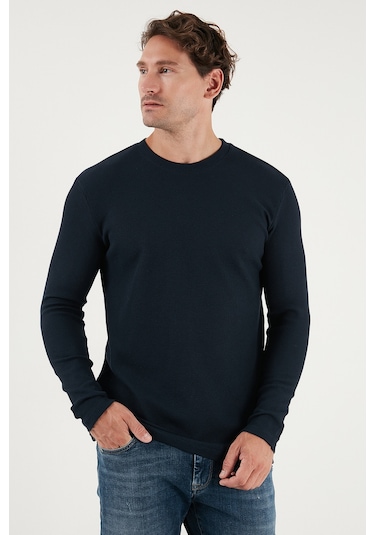 Buratti Pamuklu Bisiklet Yaka Slim Fit Basic Erkek Sweat 5905073 Lacivert