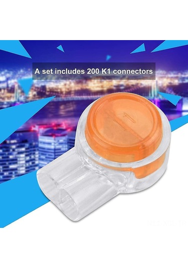 Konesam K1 Uy Jel Dolgulu Su Geçirmez Konnektör, 2 Yollu Tel Bağlayıcı, 0.4-0.7mm İletkenler İçin, Hızlı Basma Bağlantı, Turuncu/beyaz, 200 Adet